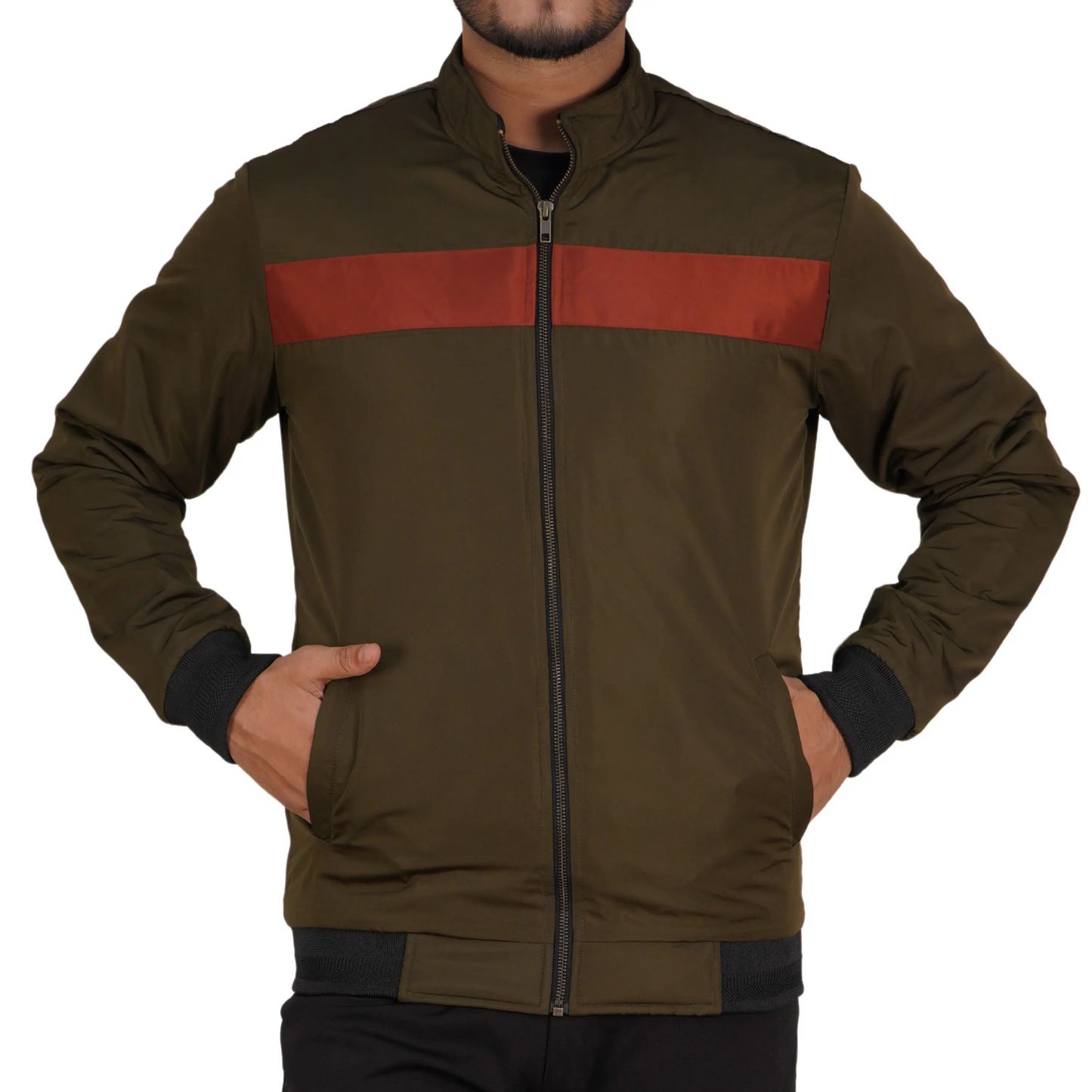 Olive Contrast Tipped Suskin Jacket DGI-440