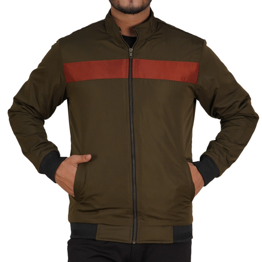 Olive Contrast Tipped Suskin Jacket DGI-440