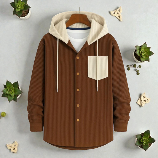 Lite Brown Green Luxuries Full Sleeve Cord Hoodie