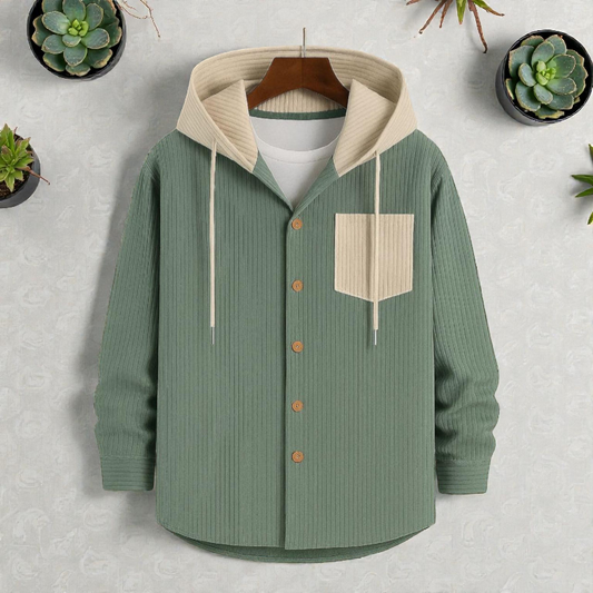 Light Moss  Luxuries Full Sleeve Cord Hoodie