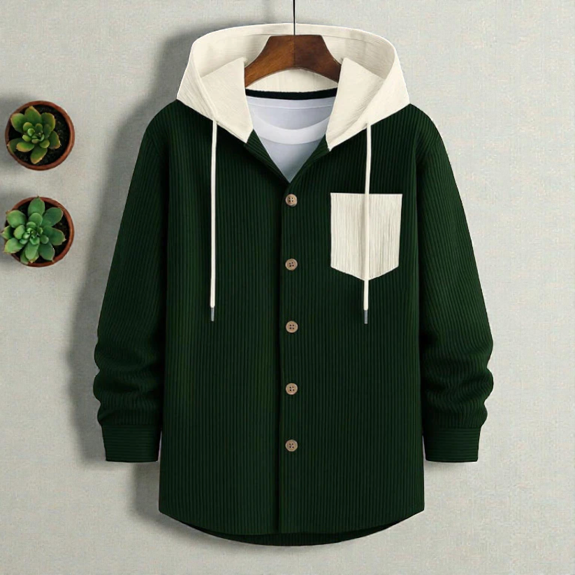 Bottle Green Luxuries Full Sleeve Cord Hoodie