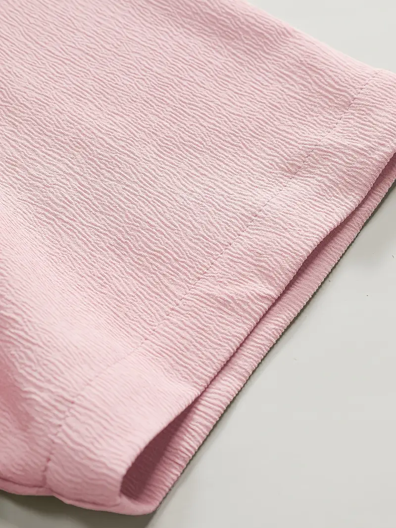 Pink Band Collar Solid Cotton Shirt