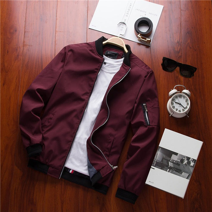 Maroon Red Bomber Jacket V-4