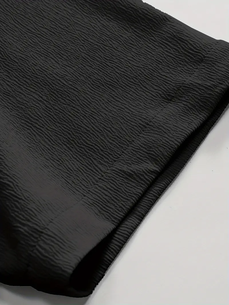 Black Band Collar Solid Cotton Shirt