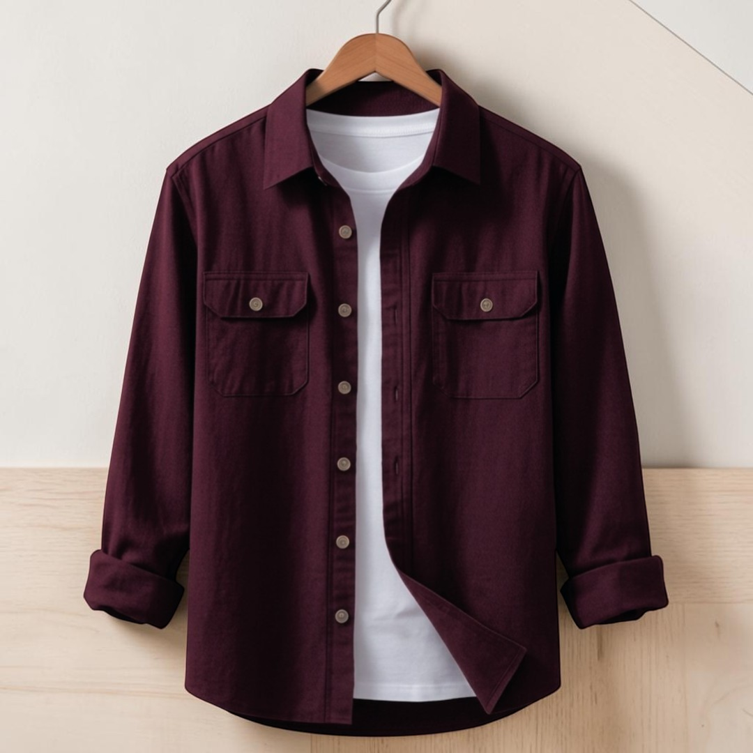 Deep Maroon Colour Double Pocket Full Sleeve Shirt