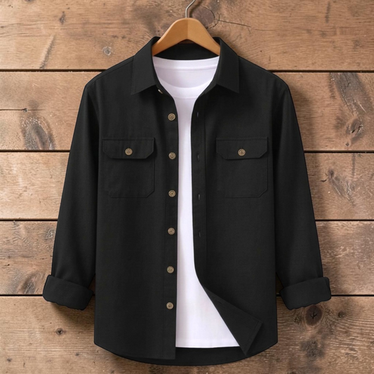 Black Colour Double Pocket Full Sleeve Shirt