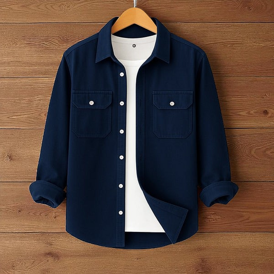 Nevy Blue Double Pocket Full Sleeve Shirt