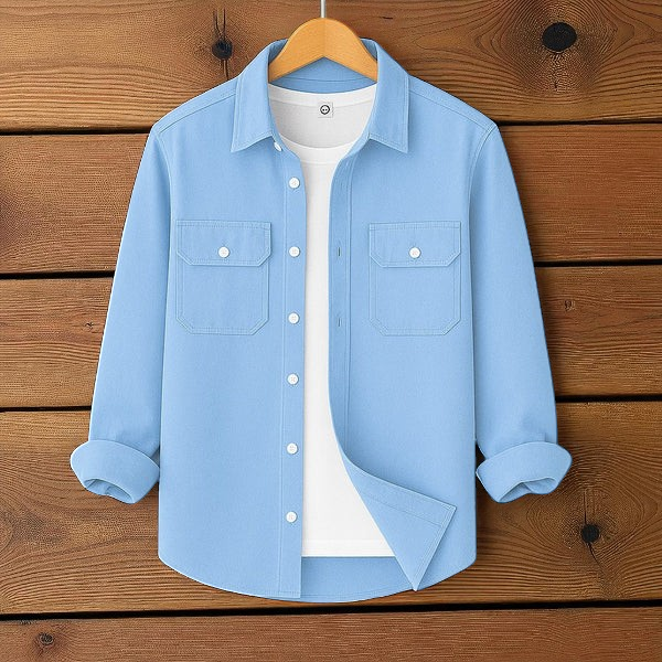 Sky Blue Double Pocket Full Sleeve Shirt