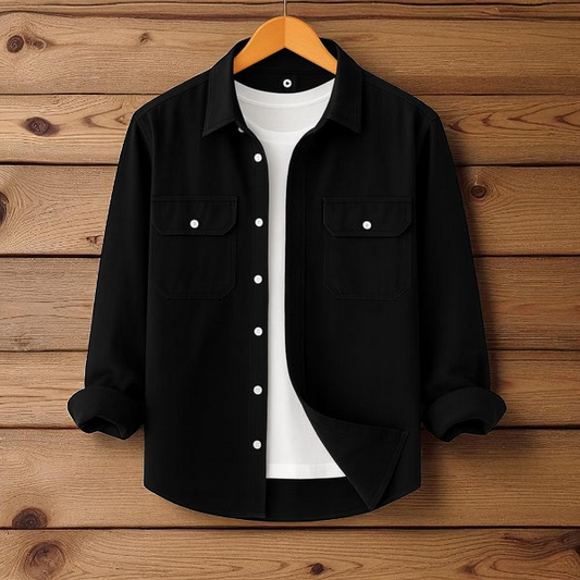 Black Double Pocket Full Sleeve Shirt