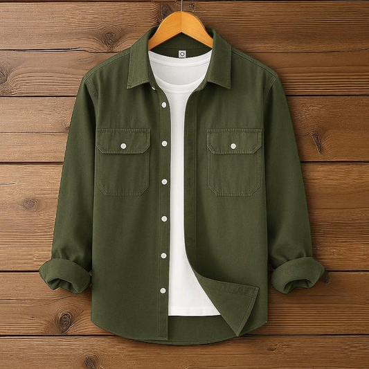 Olive Double Pocket Full Sleeve Shirt