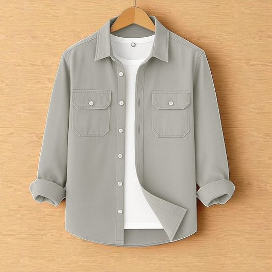 Light Ash Double Pocket Full Sleeve Shirt